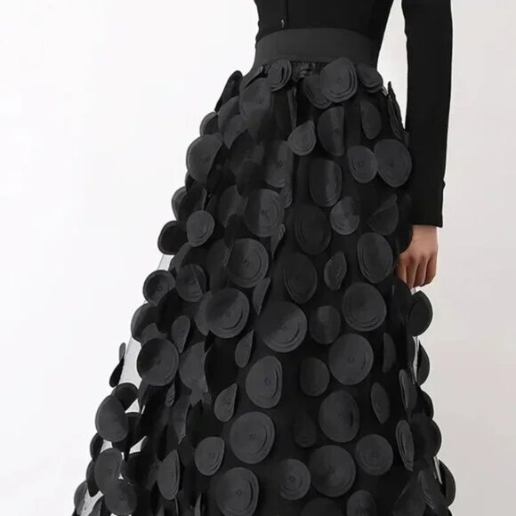 Polka Dot Applique High Waisted Skirt - Picture 1 of 5